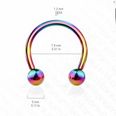 16G Implant Grade Titanium Internally Threaded Rainbow 8MM 10MM Horseshoe Ring